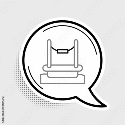 Line Bungee trampoline attraction with metal ladder icon isolated on grey background. Colorful outline concept. Vector