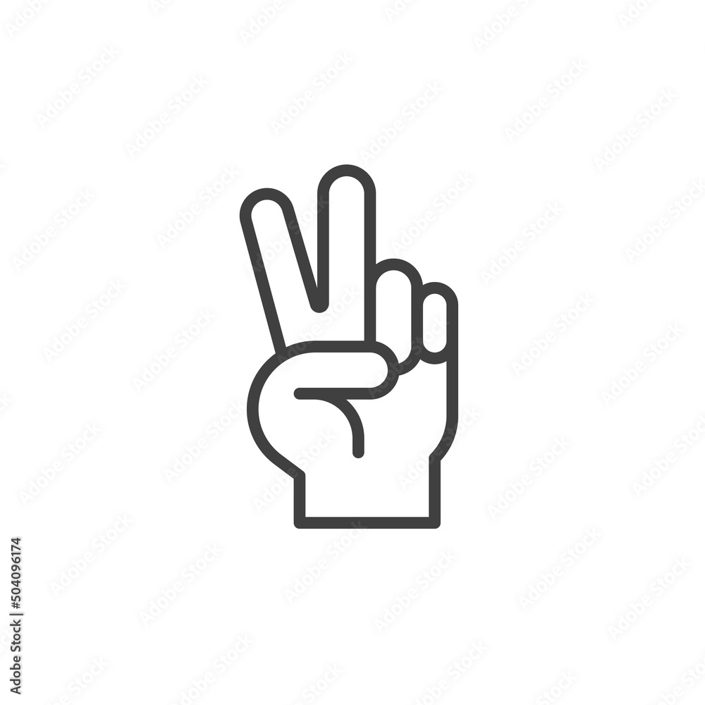 Peace hand gesture line icon Peace hand gesture line icon