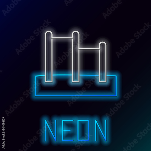 Glowing neon line Sport horizontal bar icon isolated on black background. Colorful outline concept. Vector
