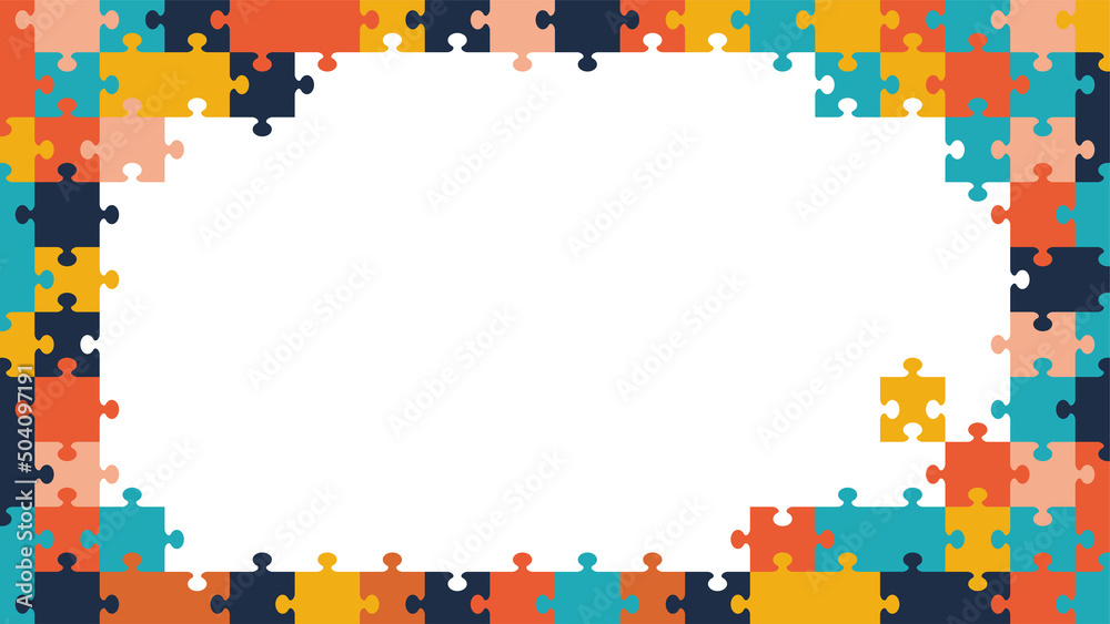 Fototapeta premium おしゃれなジグソーパズルフレーム背景画像