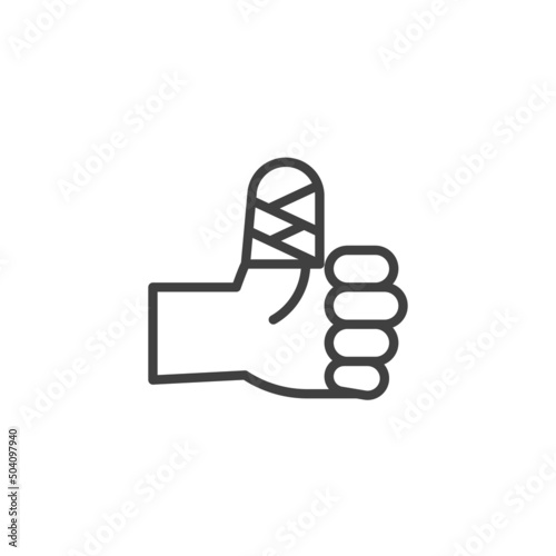 Bandaged finger line icon