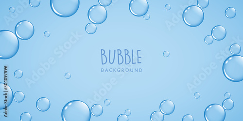 blue soap bubble border isolated on white background