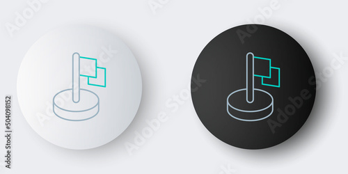 Line Flag icon isolated on grey background. Victory, winning and conquer adversity concept. Colorful outline concept. Vector