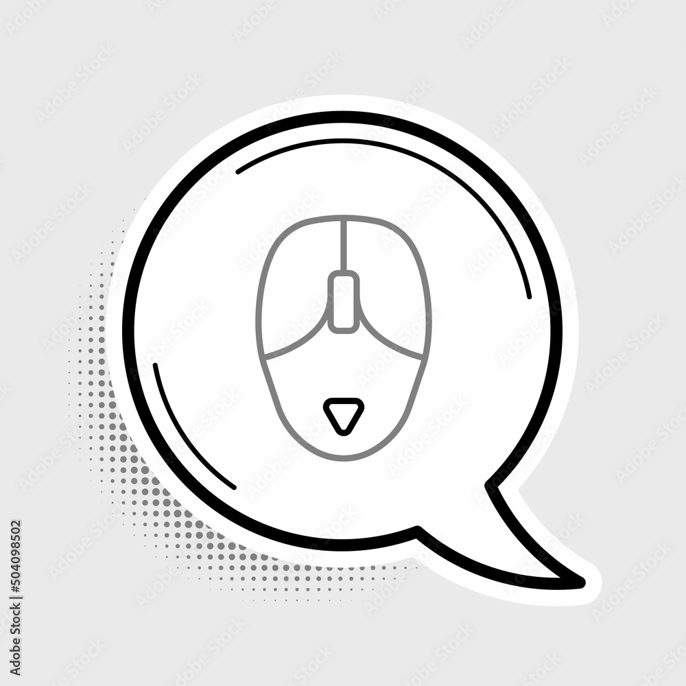 Line Computer mouse icon isolated on grey background. Optical with wheel symbol. Colorful outline concept. Vector