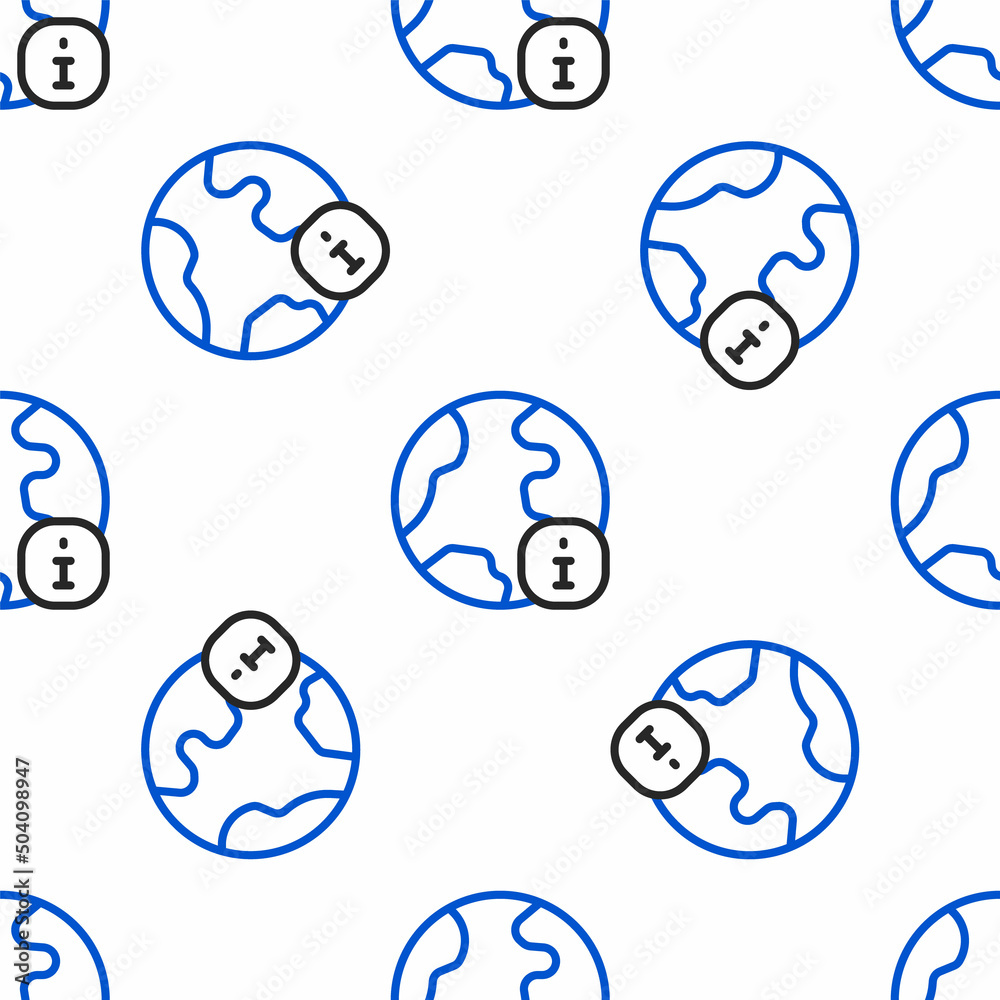 Obraz premium Line World news icon isolated seamless pattern on white background. Breaking news, world news tv. Colorful outline concept. Vector
