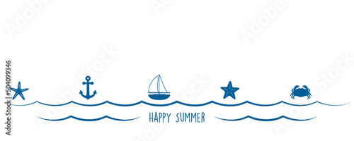 summer holiday marine design banner sea boat shell starfish ancher