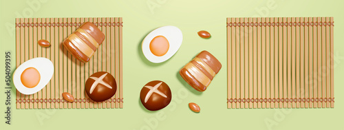 3d zongzi food ingredient elements