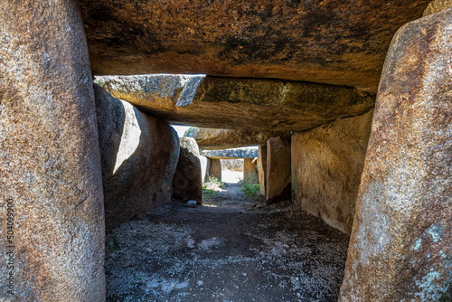 Dolmen of Lacara, funeral chamber near La Nava de Santiago, Extremadura. Spain