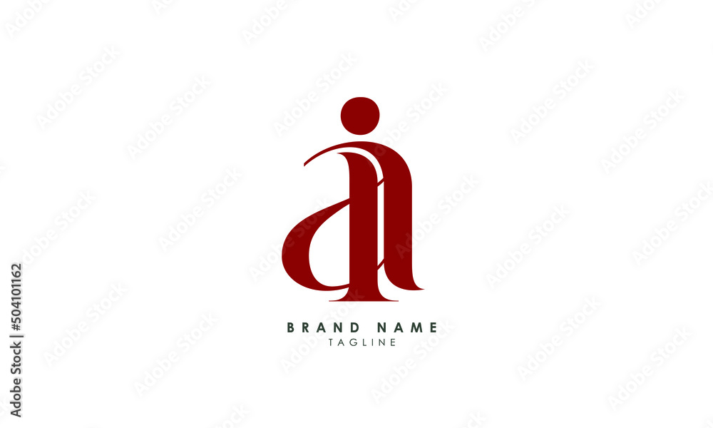 Alphabet letters Initials Monogram logo AI, IA, A and I Alphabet letters Initials Monogram logo AI, IA, A and I
