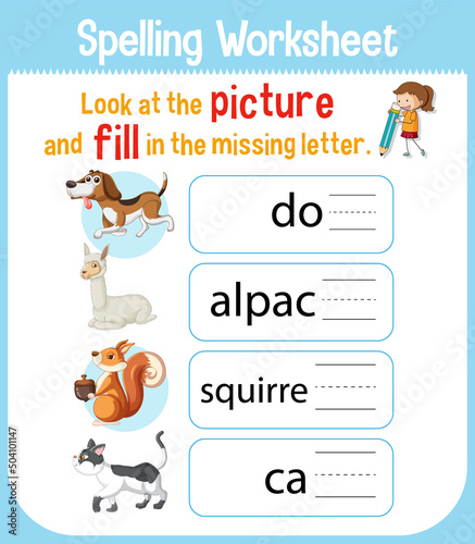 Worksheet design for spelling worksheet
