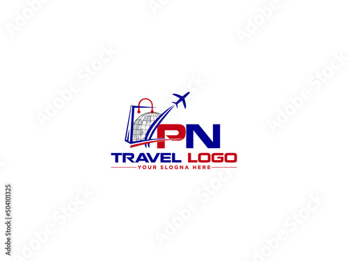 Colorful PN Logo Image, Letter Pn Logo Icon Vector Image Design For Travel Agent