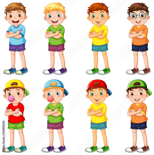 Set of different kindergarten boys