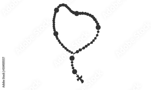 Christian Rosary beads. Prayer Catholic chaplet with the Holy Cross. Use as poster, card, flyer, T Shirt design or Tattoo