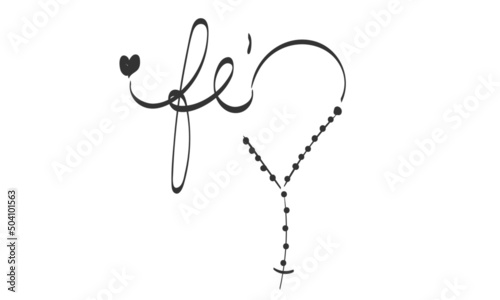 Christian Rosary beads. Prayer Catholic chaplet with the Holy Cross. Use as poster, card, flyer, T Shirt design or Tattoo