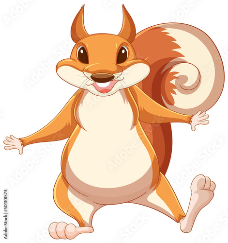 Cute cartoon squirrel standing on white background