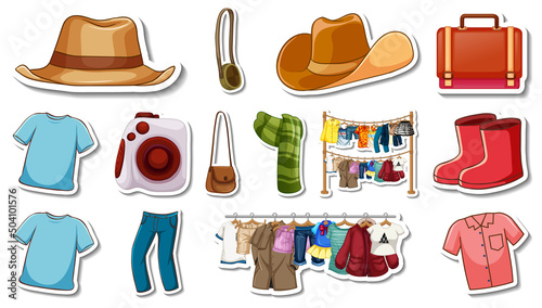 Sticker set of clothes and accessories