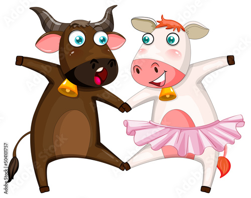 Two cows cartoon character