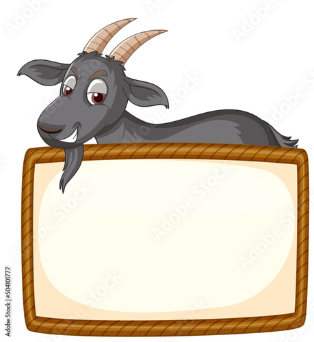 Isolated wooden banner with goat