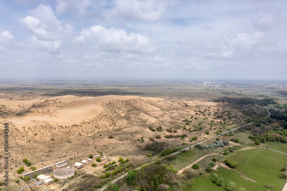 panoramic view of the highest dune in Europe on the territory of Dagestan