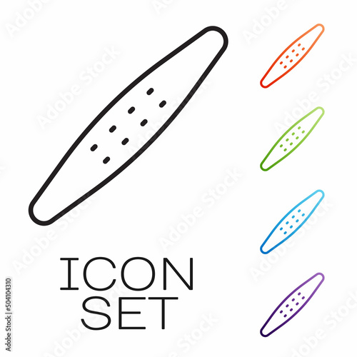 Black line Nail file pet icon isolated on white background. Professional treatment at home grooming for pet. Set icons colorful. Vector
