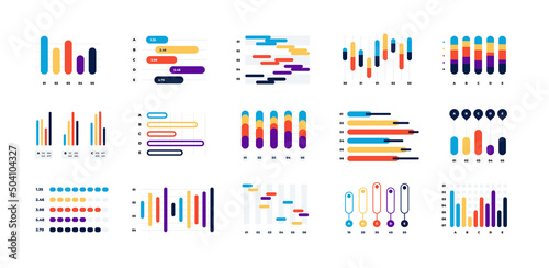 Graph chart. Financial statistic infographic template, stock and business histogram, financial modern analysis layout. Vector isolated set photo