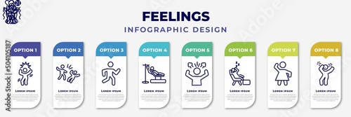 infographic template with icons and 8 options or steps. infographic for feelings concept. included crazy human, bad human, crappy human, sick frustrated lazy beautiful determined editable vector.