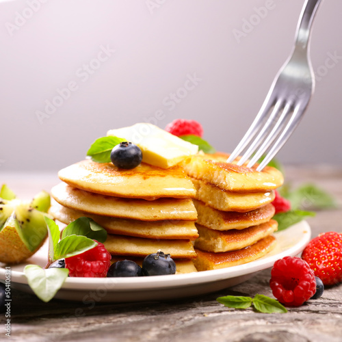 pancakes and fresh berries fruits
