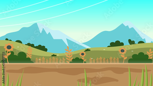 Nature Beauty Mountain valley summer scenery, landscape background vector