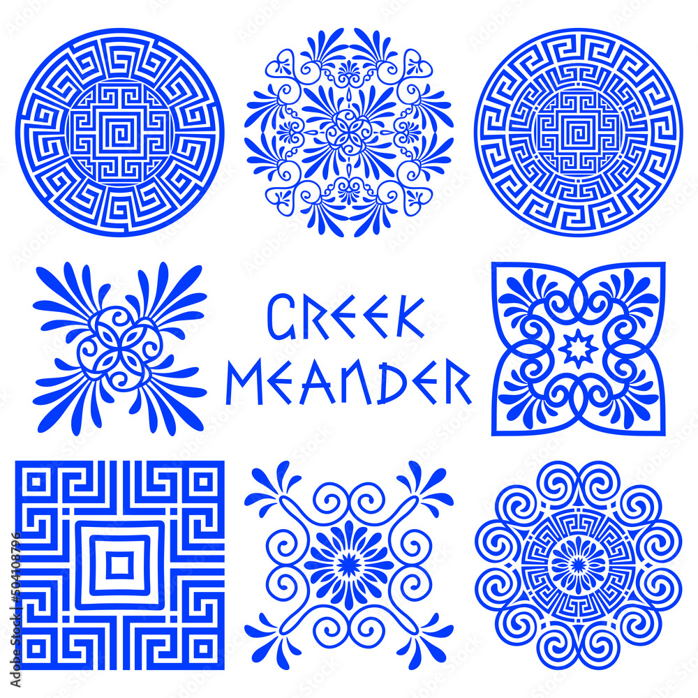 Collection of vector ornaments in the old classical Greek style