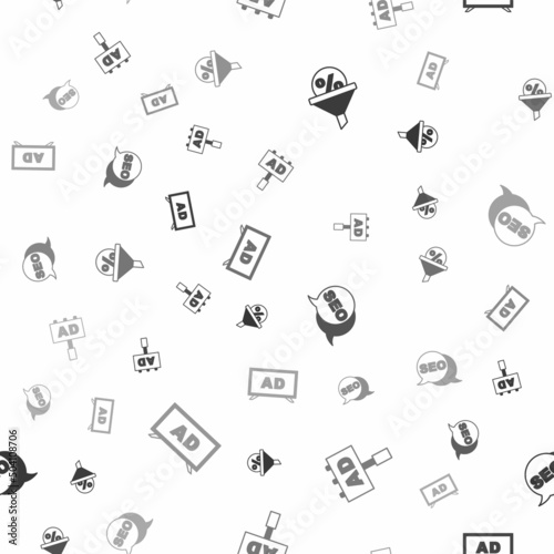 Set Lead management, Advertising, SEO optimization and on seamless pattern. Vector