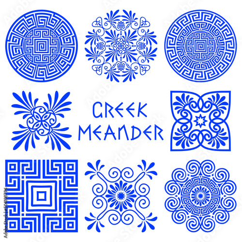 Collection of vector ornaments in the old classical Greek style