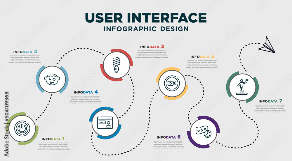 Vetor de infographic template design with user interface icons ...
