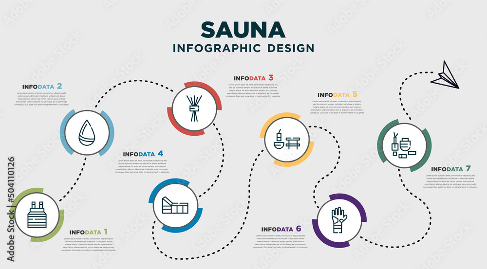 Vetor de infographic template design with sauna icons. timeline concept