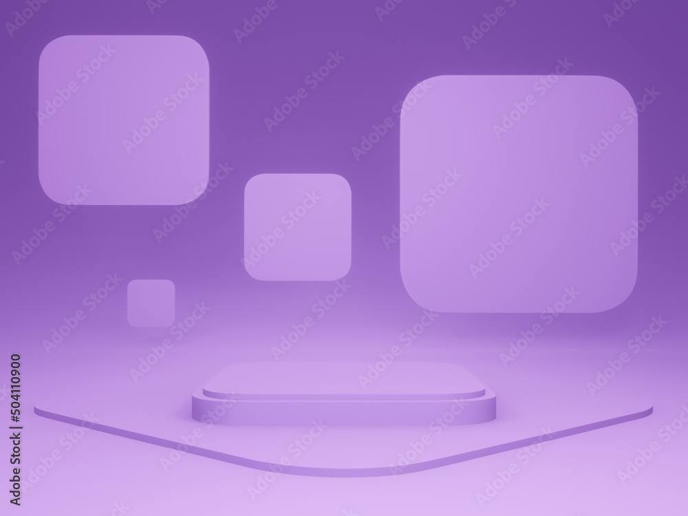 3D purple geometric podium. Product stand mock up.