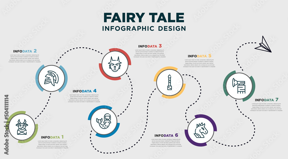 infographic template design with fairy tale icons. timeline concept ...