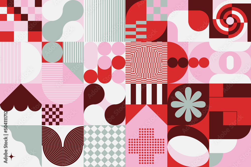 Naklejka premium Bauhaus Aesthetics Graphics Art Made Vector Geometric Shapes And Abstract Forms
