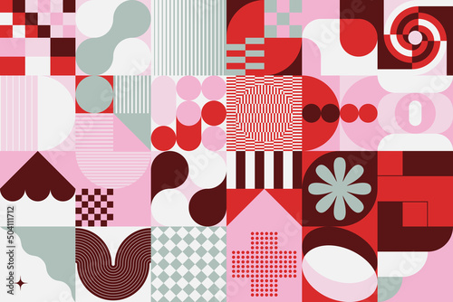 Bauhaus Aesthetics Graphics Art Made Vector Geometric Shapes And Abstract Forms