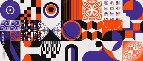 Digital Collage Graphics Pattern Made With Generative Art Elements And Vector Geometric Shapes photo