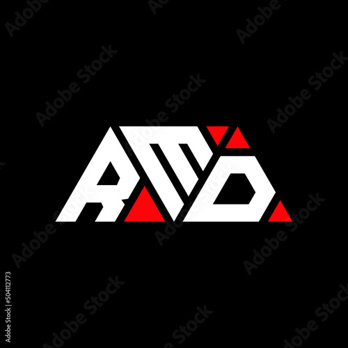 RMD triangle letter logo design with triangle shape. RMD triangle logo design monogram. RMD triangle vector logo template with red color. RMD triangular logo Simple, Elegant, and Luxurious Logo... photo