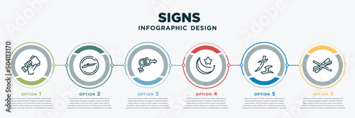 Canvas infographic template design with signs icons
