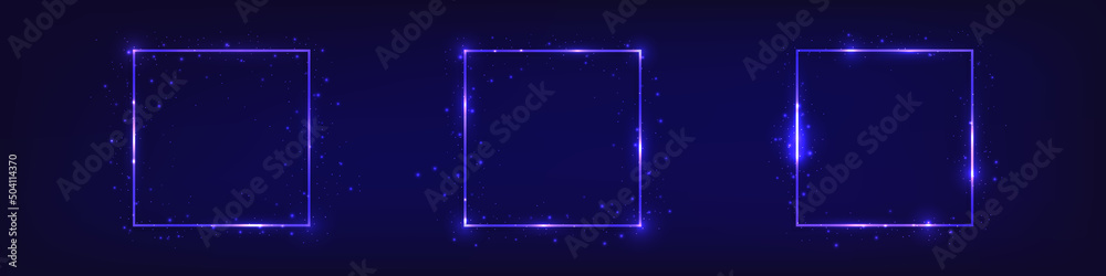 Obraz premium Set of neon frames with shining effects