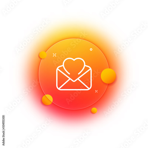 Message line icon. Heart with incoming SMS, envelope, search, favourite mail, notice, notification. Correspondence concept. One line style. Vector line icon for Business and Advertising