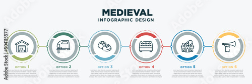 Stampa su tela infographic template design with medieval icons