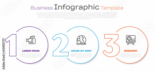 Set line Cinema camera, World news and Breaking. Business infographic template. Vector