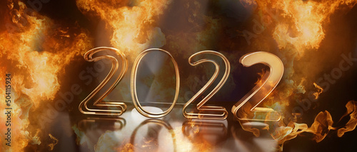 golden 2022 symbol with fir...