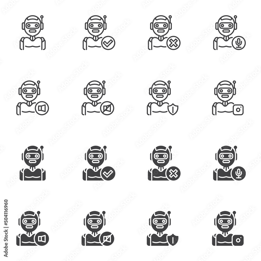 Artificial intelligence icon set Artificial intelligence icon set