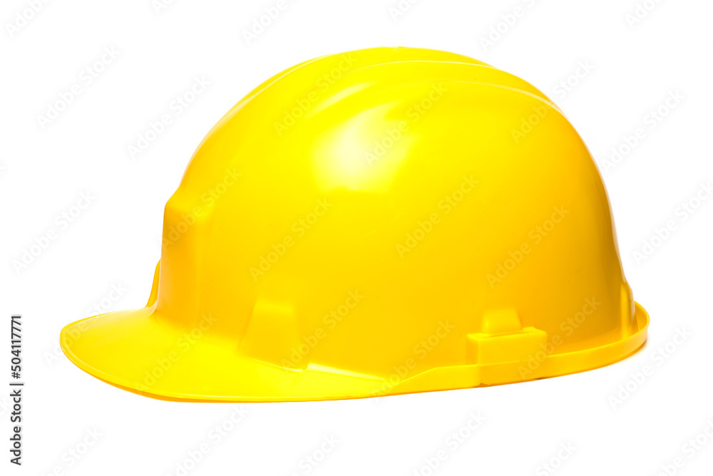 Fototapeta premium yellow construction helmet head protect white background