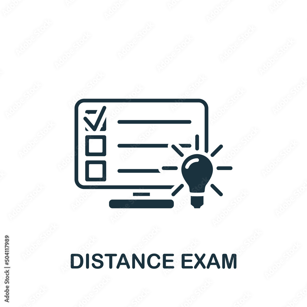 Distance Exam icon. Monochrome simple E-Learning icon for templates ...