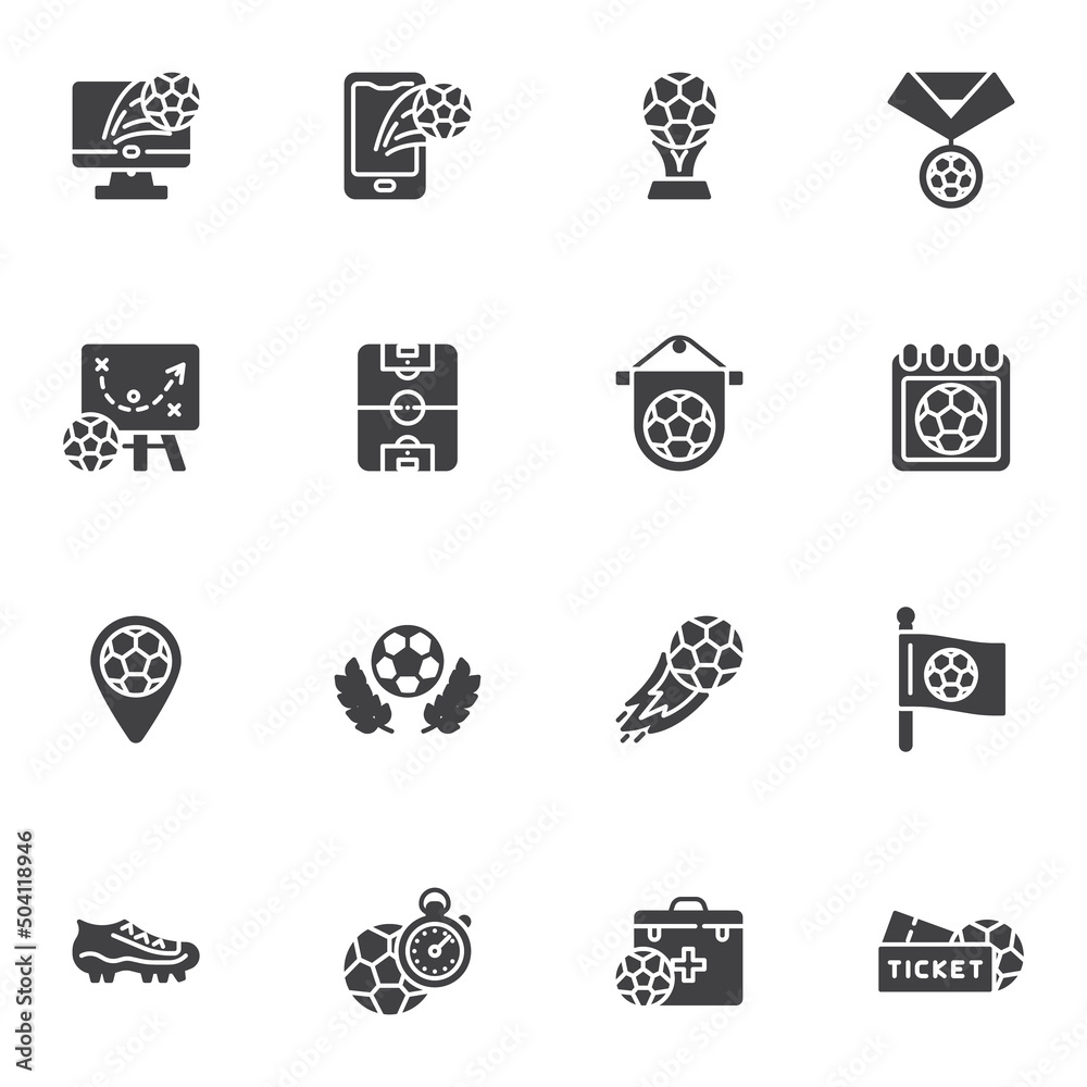 Soccer game vector icons set Soccer game vector icons set