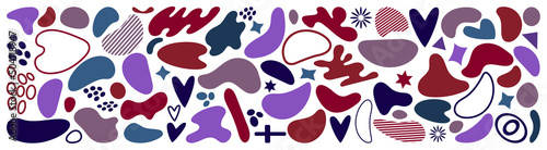 Abstract blotch shape. Liquid shape elements. Set of modern graphic elements. Fluid dynamical colored forms banner. Gradient abstract liquid shapes. Vector illustration.